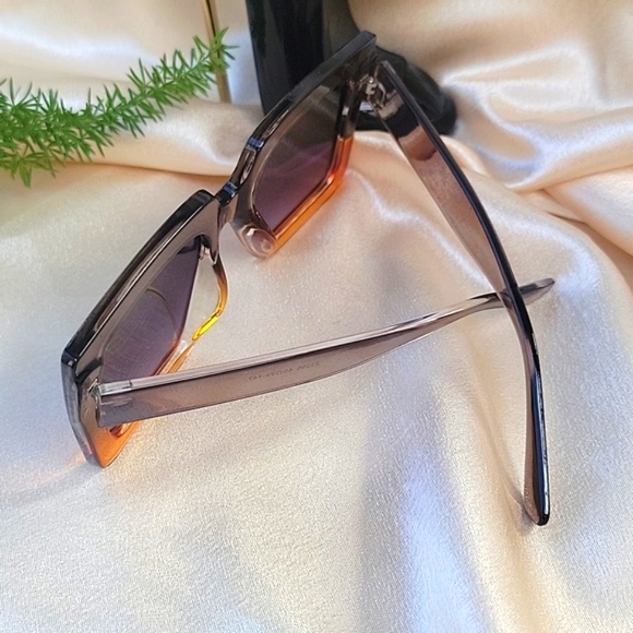 Ombre Sunglasses Square Frame Beautiful Sunglasses Radiant Brown and Orange - Picture 7 of 9
